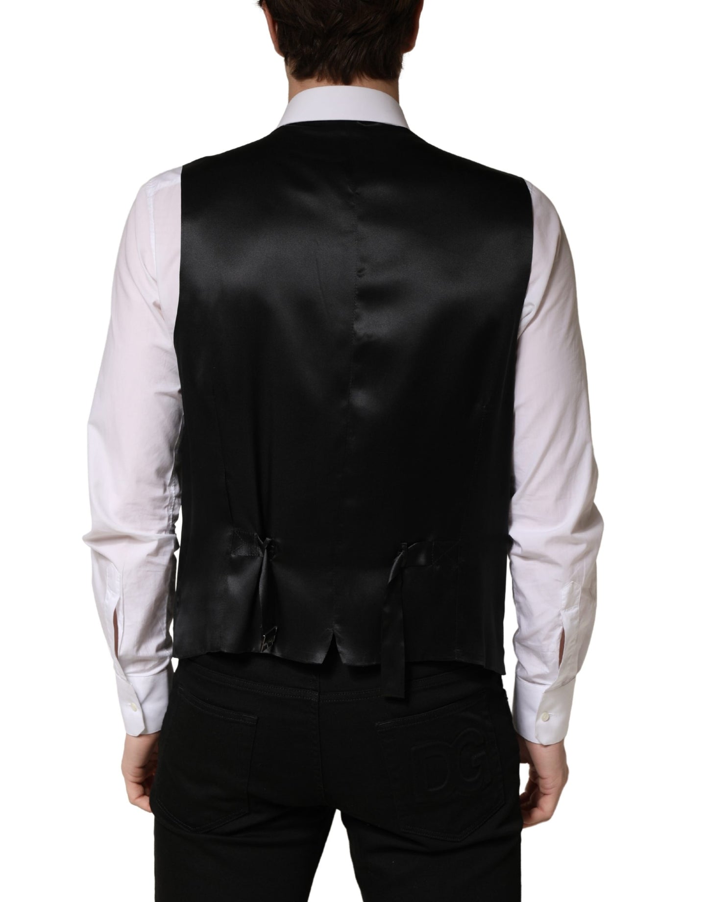 Dolce & Gabbana Black Wool Single Breasted Waistcoat Vest for Men
