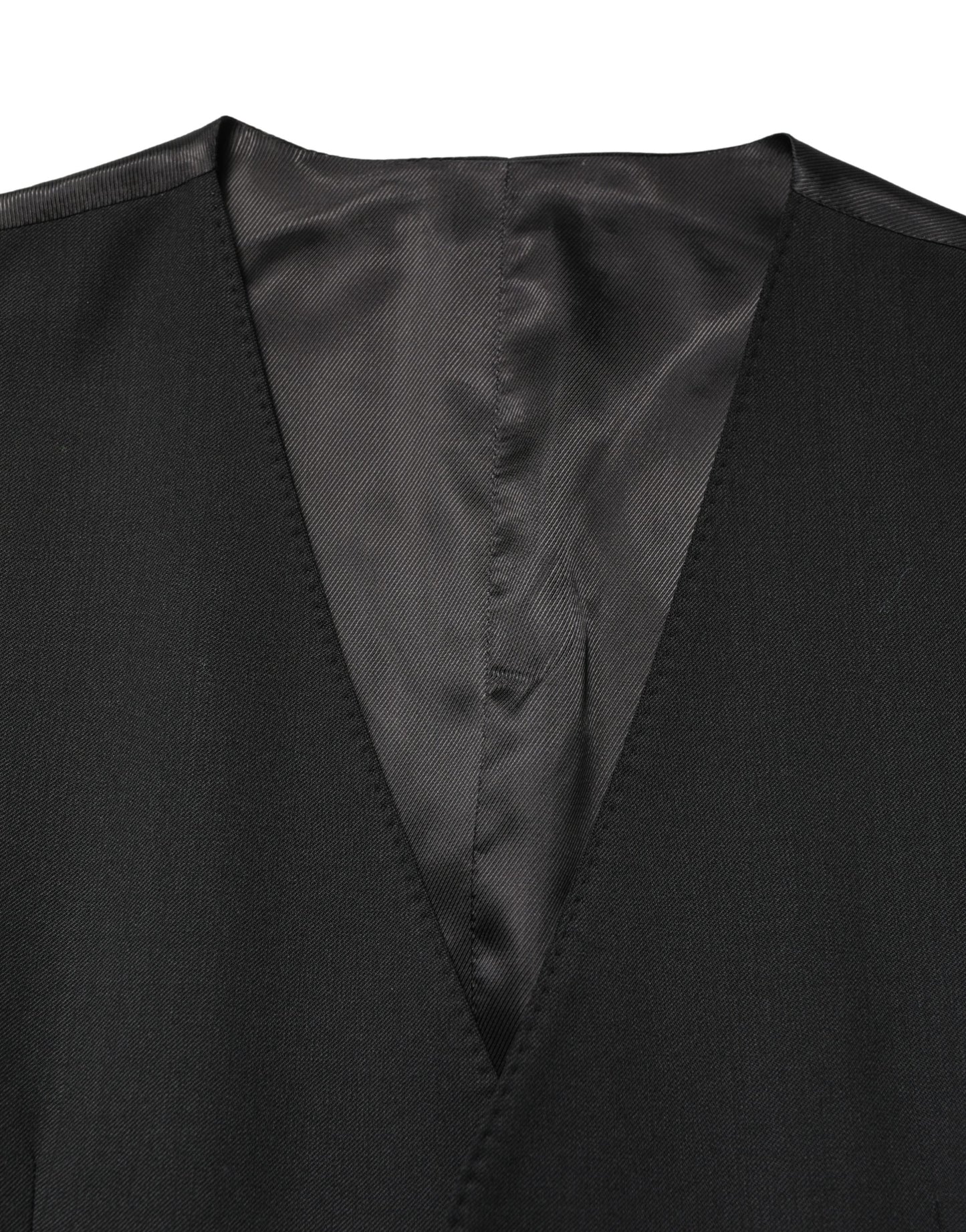 Dolce & Gabbana Black Wool Single Breasted Waistcoat Vest