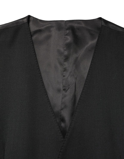 Dolce & Gabbana Black Wool Single Breasted Waistcoat Vest