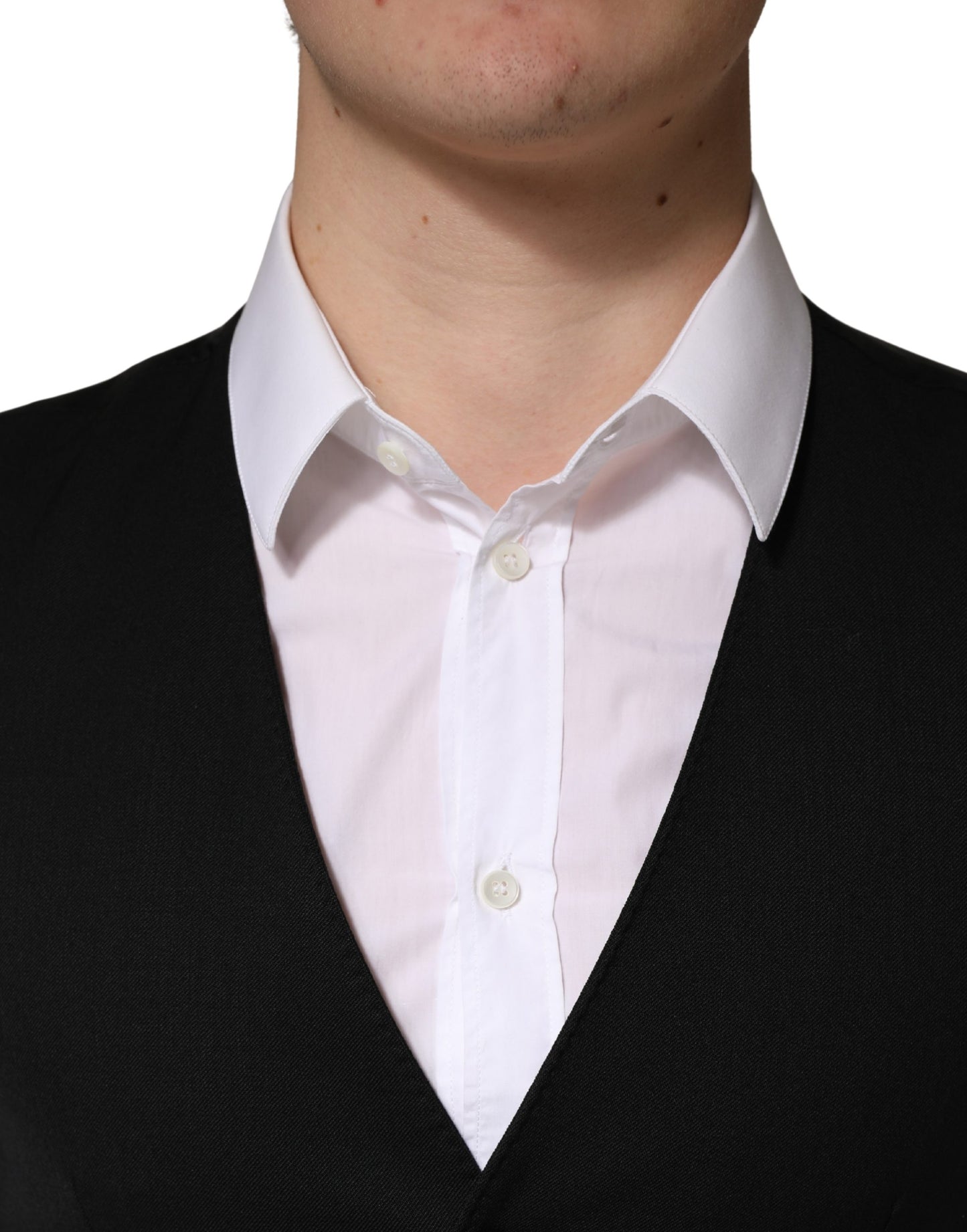 Dolce & Gabbana Black Wool Single Breasted Waistcoat Vest