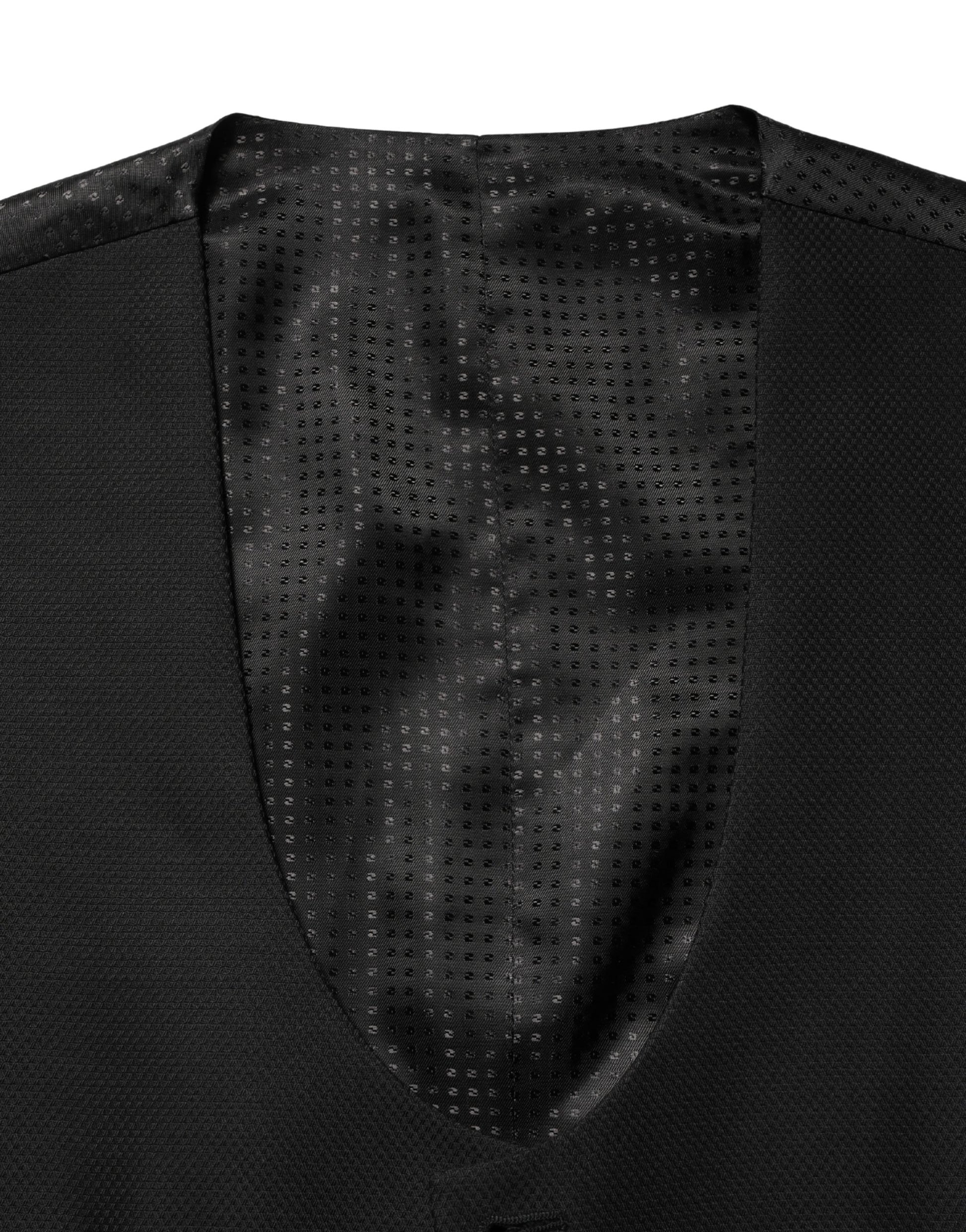 Dolce & Gabbana Black Wool Single Breasted Waistcoat Vest