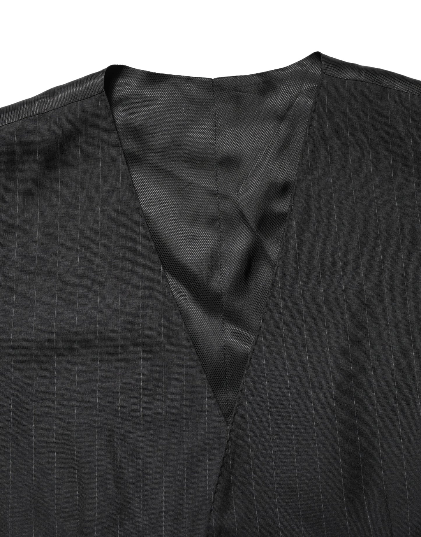 Dolce & Gabbana Black Stripe Single Breasted Waistcoat Vest