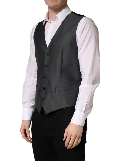 Dolce & Gabbana Dark Gray Single Breasted Men's Waistcoat Vest