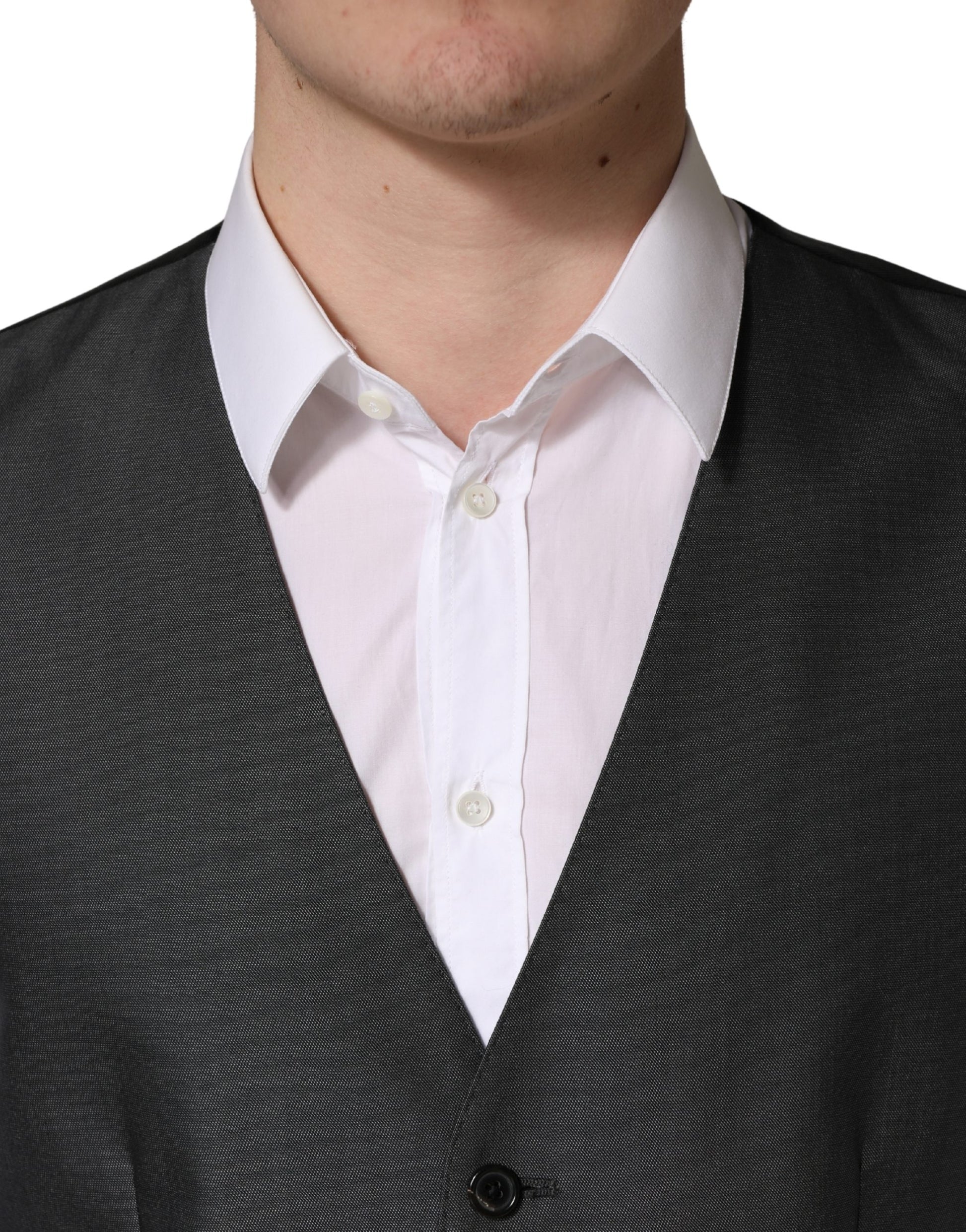 Dolce & Gabbana Dark Gray Single Breasted Men's Waistcoat Vest