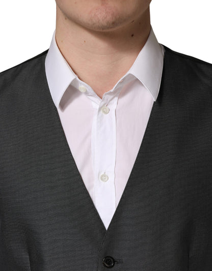 Dolce & Gabbana Dark Gray Single Breasted Men's Waistcoat Vest