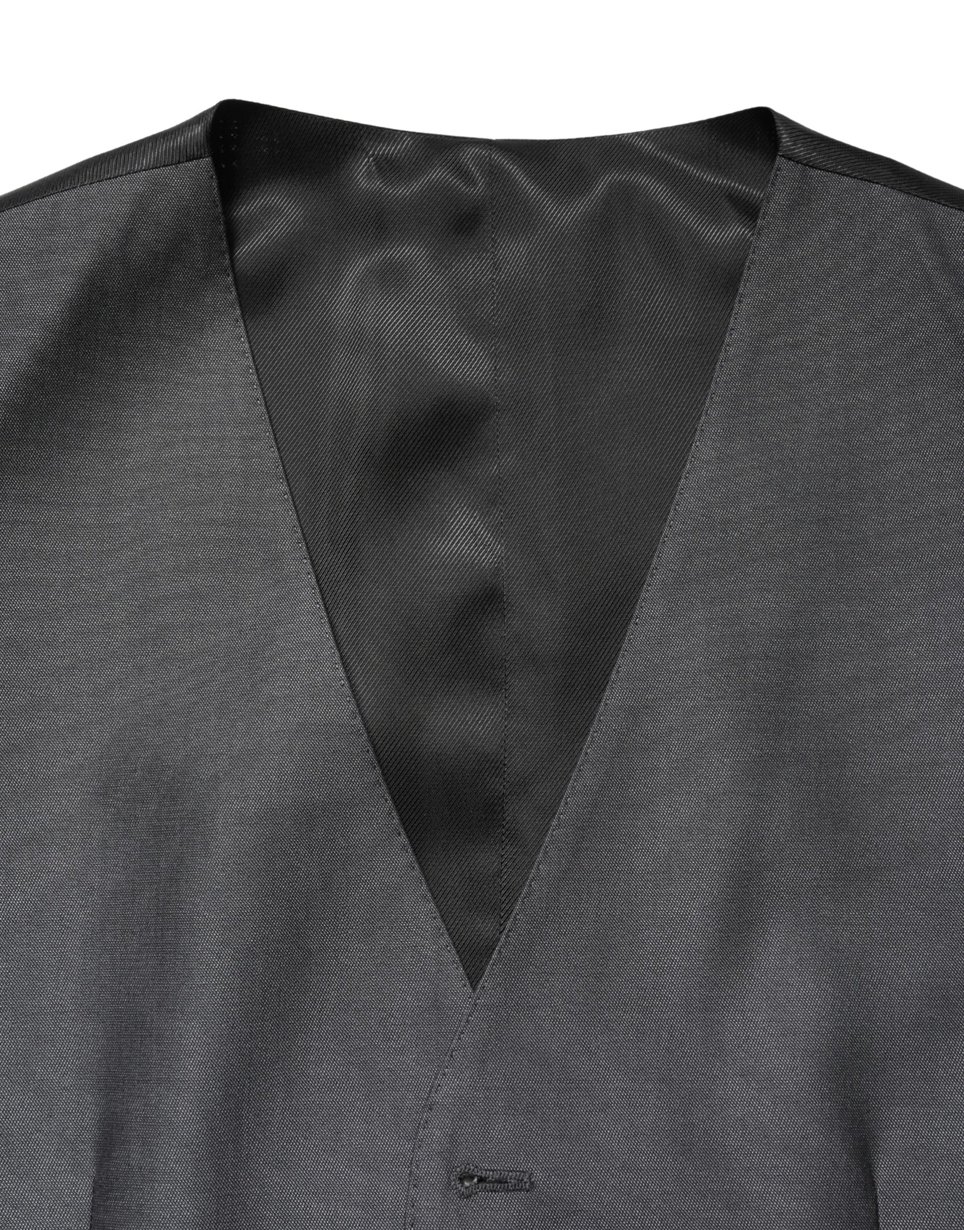 Dolce & Gabbana Dark Gray Single Breasted Men's Waistcoat Vest
