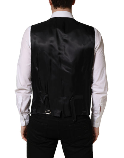 Dolce & Gabbana Black Wool Single Breasted Waistcoat Vest