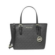 Michael Kors XS Carry All Jet Set Travel Women’s Tote in Black Signature with Gold Accents