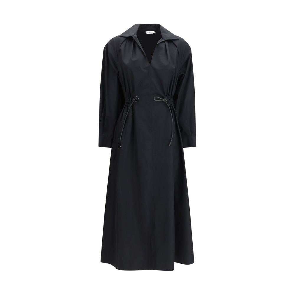 Max Mara Black Cotton Casual Dress - The Pedaggi Midi Dress