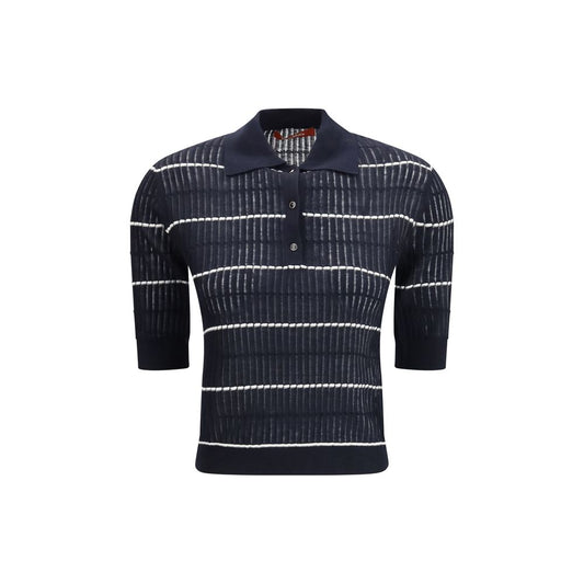 Max Mara Blue Silk Polo Shirt - Timeless Elegance Redefined