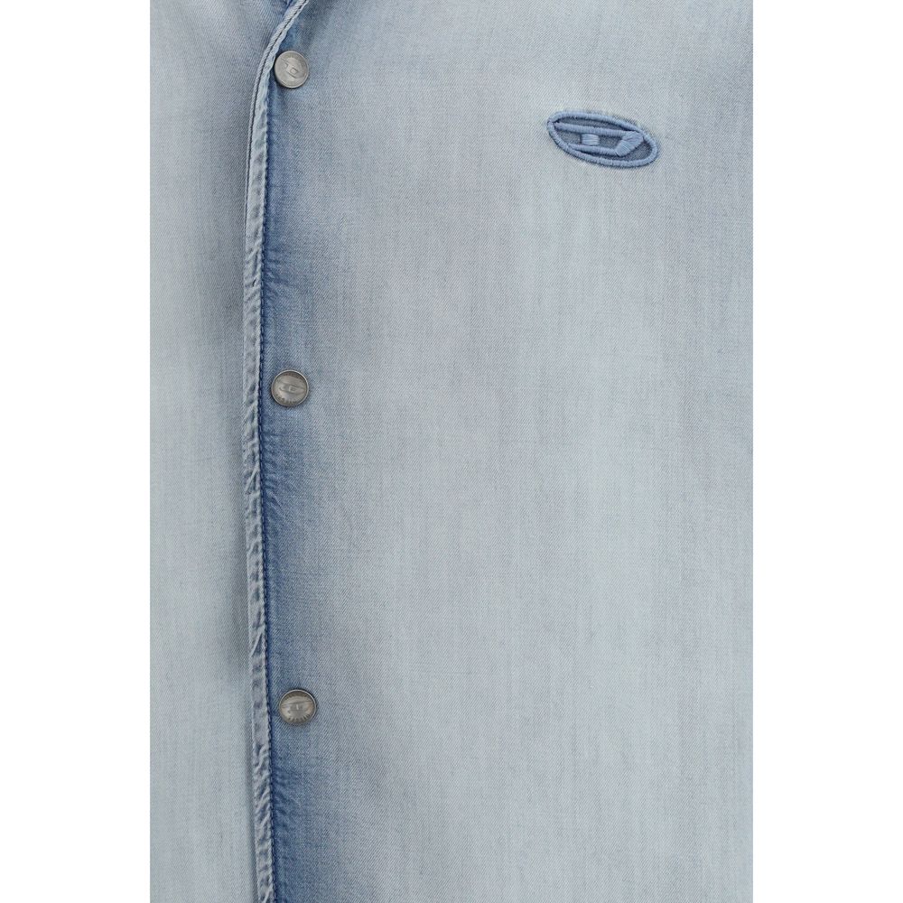 Diesel Blue Lyocell Shortsleeve Shirt - D-Nabil-FSI