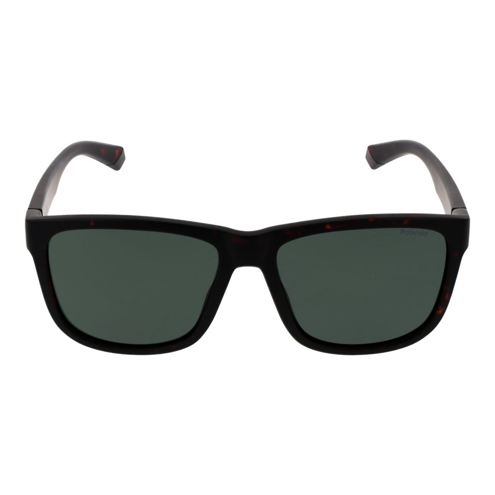 Polaroid Men’s Sunglasses – Brown Plastic Frame, Green Lenses