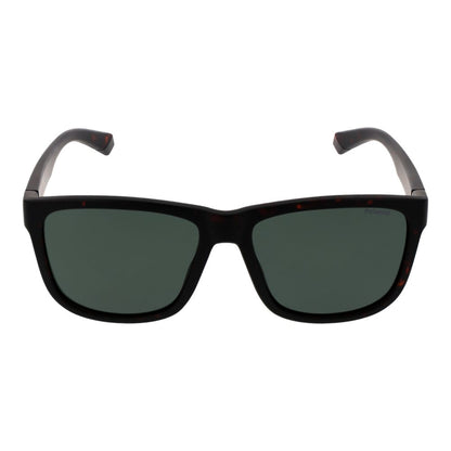 Polaroid Men’s Sunglasses – Brown Plastic Frame, Green Lenses