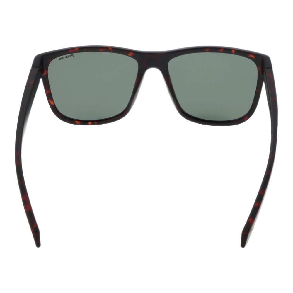 Polaroid Men’s Sunglasses – Brown Plastic Frame, Green Lenses