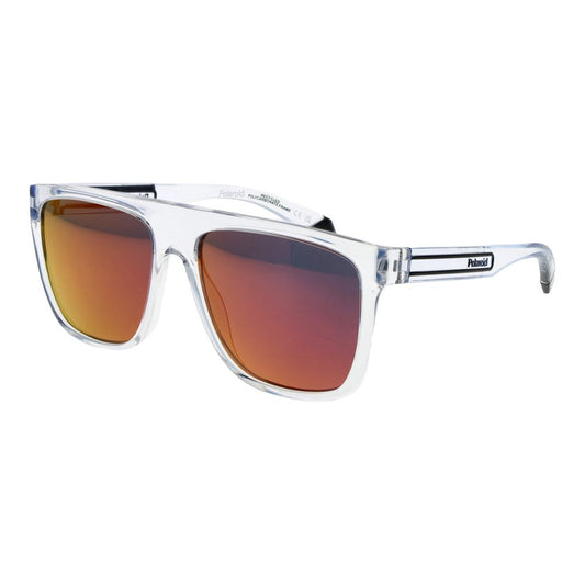 Polaroid Transparent Sunglasses – Stylish Full-Rim Frame, Grey Mirrored Lenses