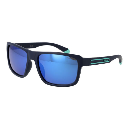 Polaroid Men's Sunglasses – Blue Plastic Frame, Grey Mirrored Lenses