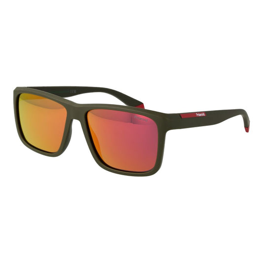 Polaroid Men’s Bicolor Sunglasses – Green Frame, Mirrored Lenses