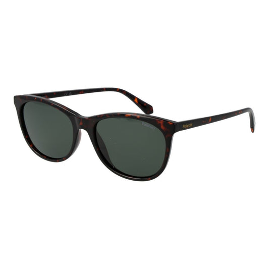 Polaroid Women’s Sunglasses – Brown Plastic Frame, Green Lenses