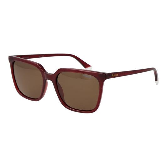 Polaroid Women’s Sunglasses – Red Plastic Frame, Brown Lenses