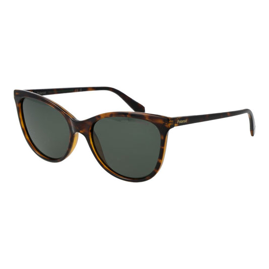Polaroid Women’s Sunglasses – Brown Plastic Frame, Green Lenses