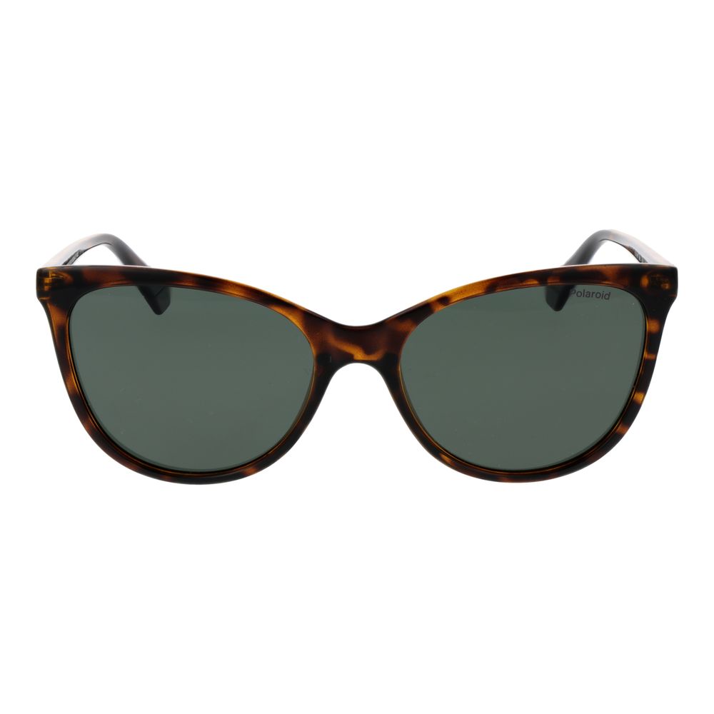 Polaroid Women’s Sunglasses – Brown Plastic Frame, Green Lenses