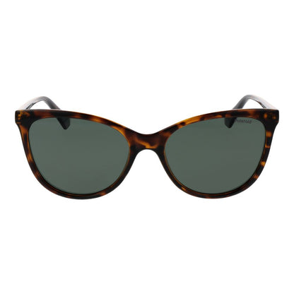Polaroid Women’s Sunglasses – Brown Plastic Frame, Green Lenses