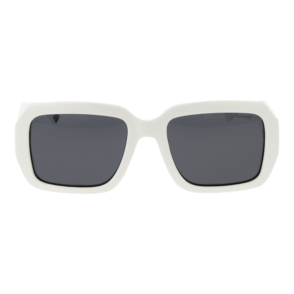 Polaroid Unisex Sunglasses – White Plastic Frame, Grey Lenses