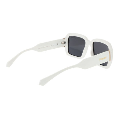 Polaroid Unisex Sunglasses – White Plastic Frame, Grey Lenses