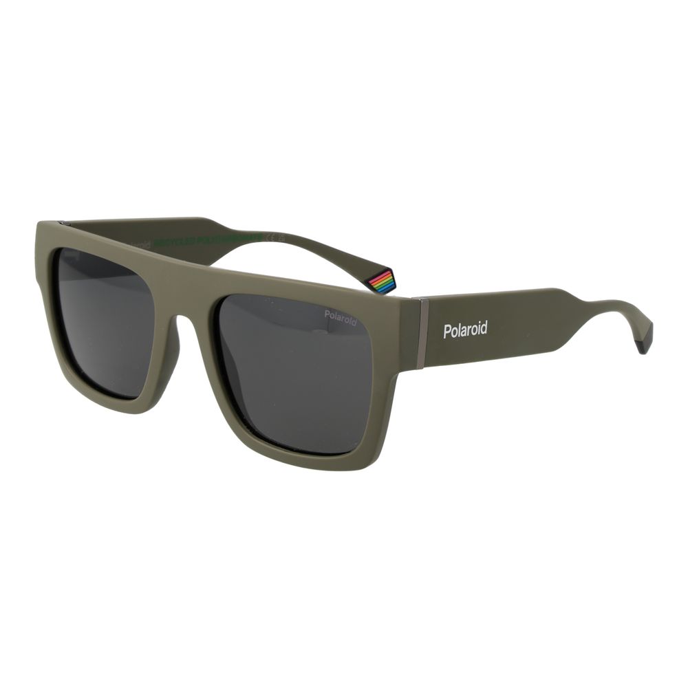 Polaroid Unisex Sunglasses – Green Plastic Frame, Grey Polarized Lenses