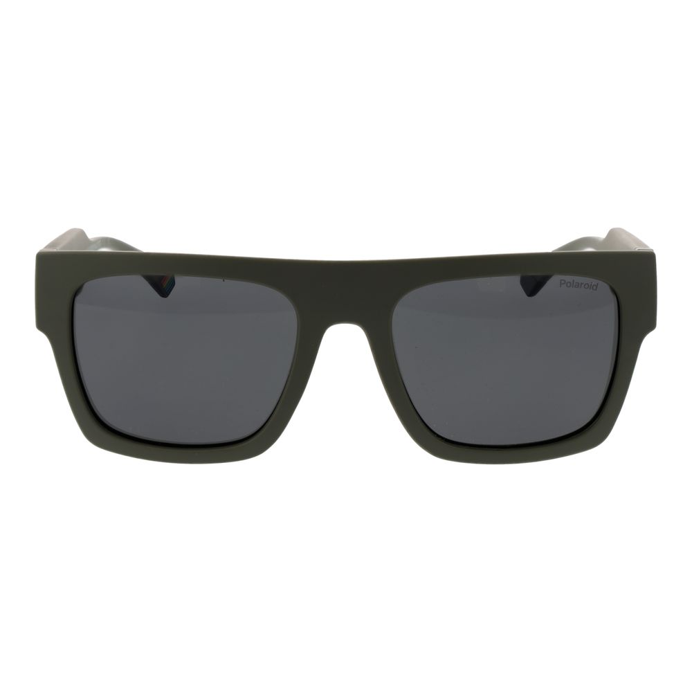 Polaroid Unisex Sunglasses – Green Plastic Frame, Grey Polarized Lenses