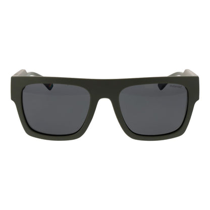 Polaroid Unisex Sunglasses – Green Plastic Frame, Grey Polarized Lenses