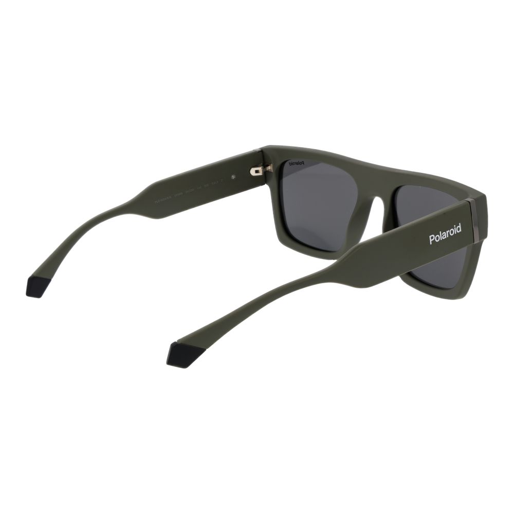 Polaroid Unisex Sunglasses – Green Plastic Frame, Grey Polarized Lenses