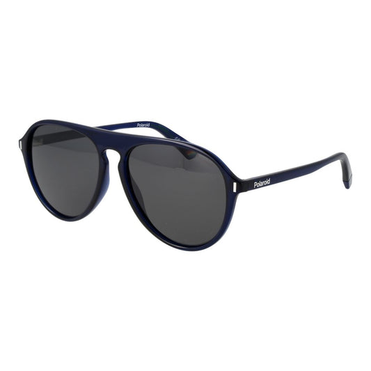 Polaroid Men’s Sunglasses – Blue Plastic Frame, Grey Polarized Lenses
