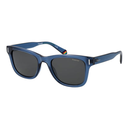 Polaroid Unisex Sunglasses – Blue Plastic Frame, Grey Polarized Lenses