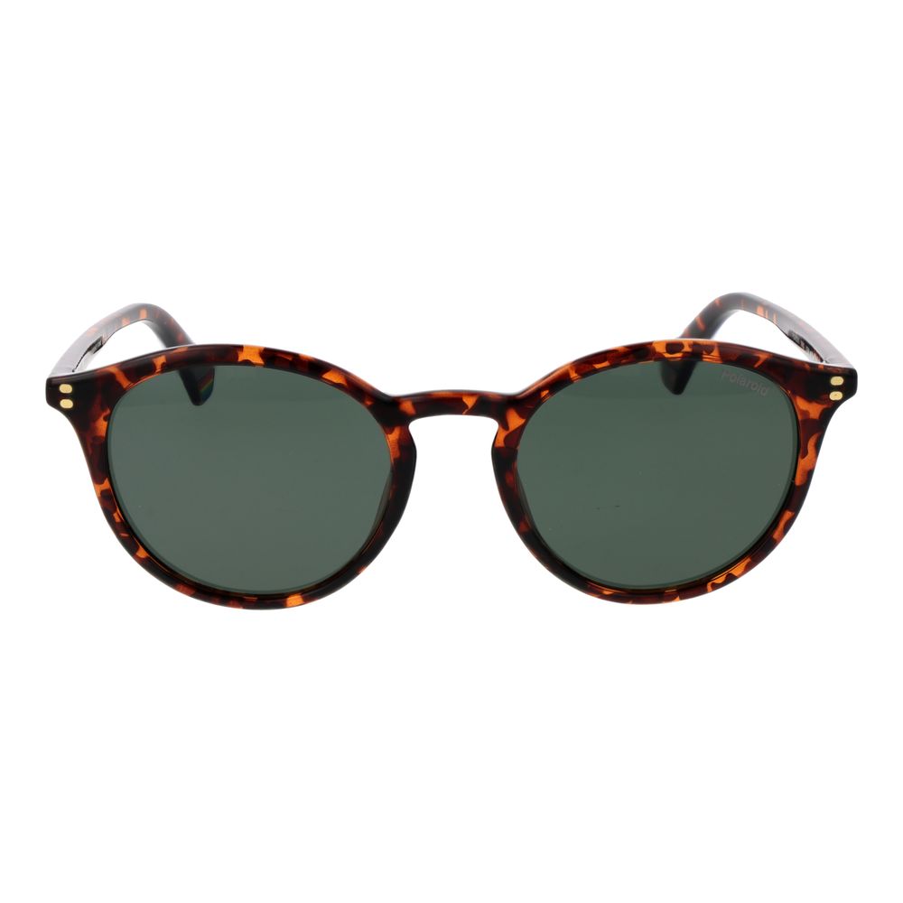 Polaroid Unisex Sunglasses – Brown Plastic Frame, Green Lenses