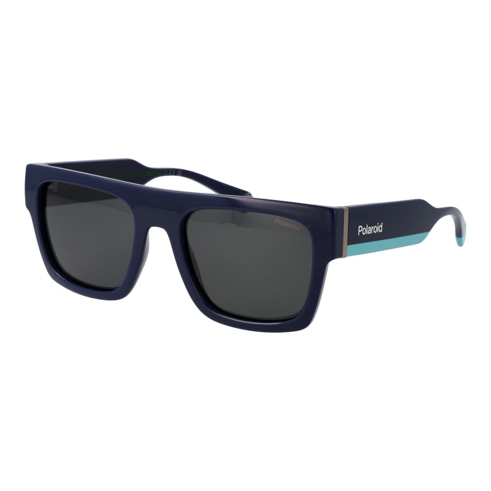 Polaroid Unisex Sunglasses – Blue Plastic Frame, Grey Polarized Lenses