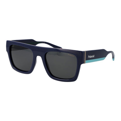 Polaroid Unisex Sunglasses – Blue Plastic Frame, Grey Polarized Lenses
