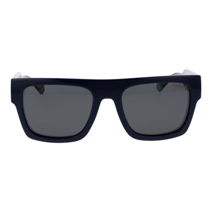Polaroid Unisex Sunglasses – Blue Plastic Frame, Grey Polarized Lenses