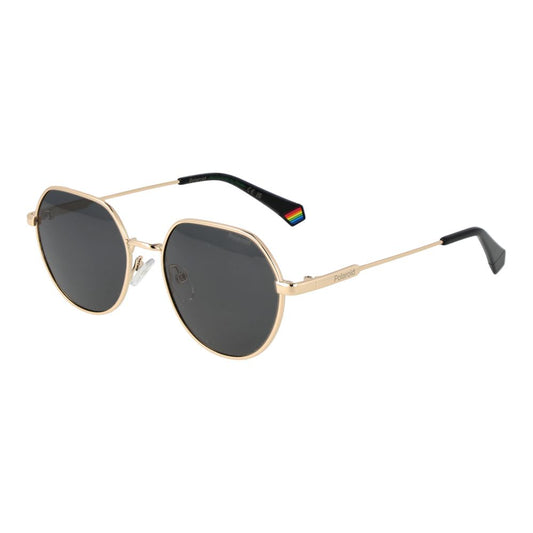 Polaroid Unisex Sunglasses – Golden Metal Frame, Grey Lenses
