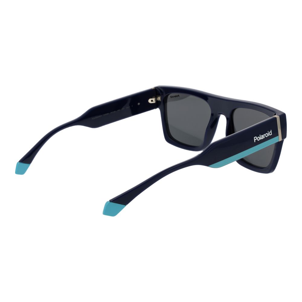 Polaroid Unisex Sunglasses – Blue Plastic Frame, Grey Polarized Lenses
