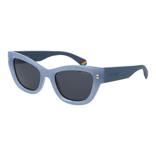 Polaroid Women’s Sunglasses – Blue Plastic Frame, Grey Polarized Lenses