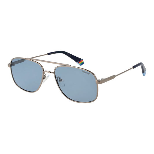 Polaroid Men's Sunglasses – Grey Metal Frame, Blue Polarized Lenses