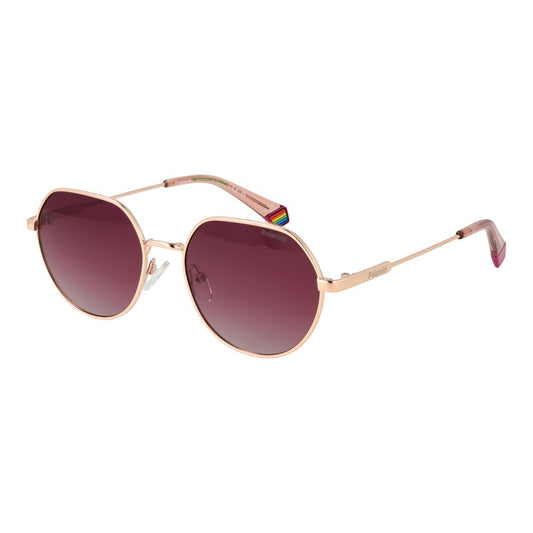 Polaroid Gold Metal Sunglasses – Unisex Design, Pink Lenses