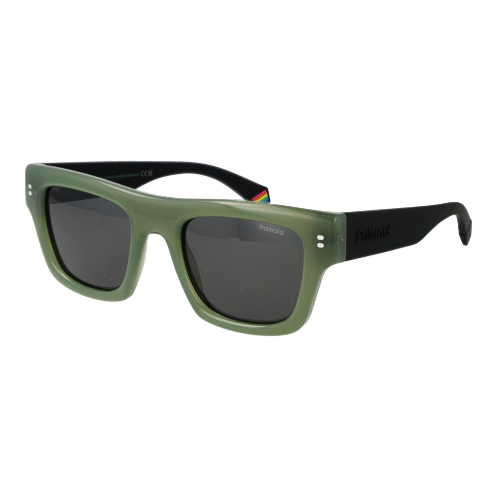 Polaroid Men’s Sunglasses – Green Plastic Frame, Grey Lenses