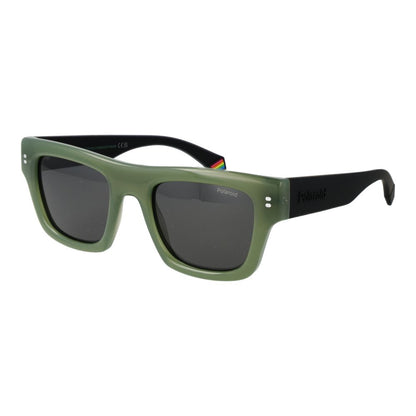 Polaroid Men’s Sunglasses – Green Plastic Frame, Grey Lenses