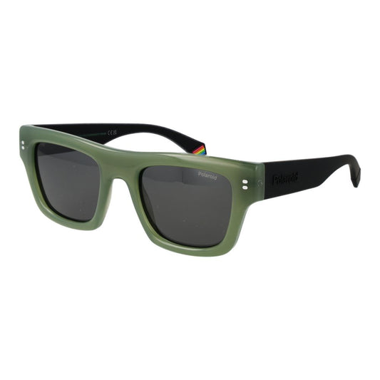 Polaroid Men’s Sunglasses – Green Plastic Frame, Grey Lenses