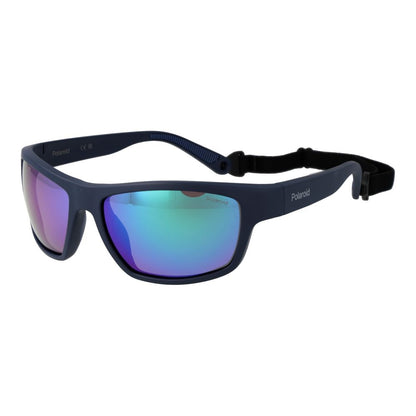 Polaroid Unisex Sunglasses – Blue Plastic Frame, Grey Mirrored Lenses
