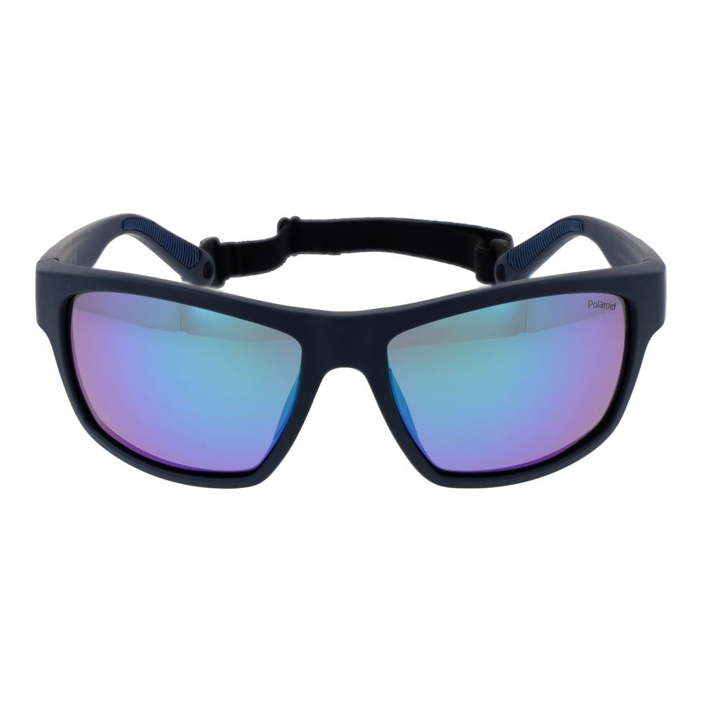 Polaroid Unisex Sunglasses – Blue Plastic Frame, Grey Mirrored Lenses
