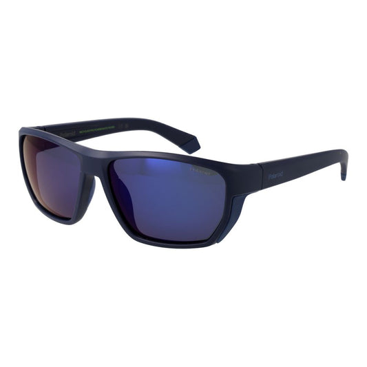 Polaroid Men's Sunglasses – Blue Plastic Frame, Grey Mirrored Lenses