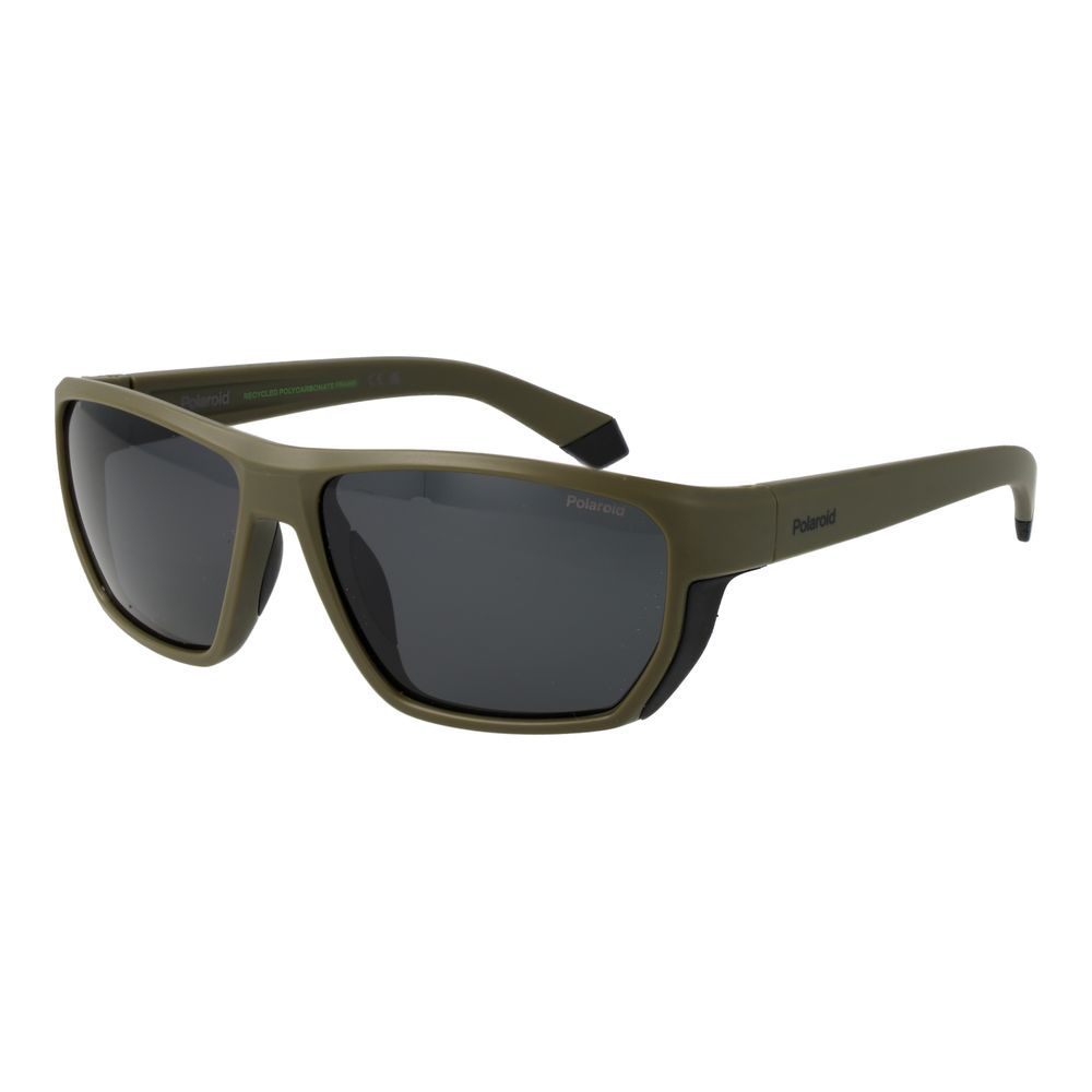 Polaroid Men’s Bicolor Sunglasses – Green Plastic Frame, Grey Lenses